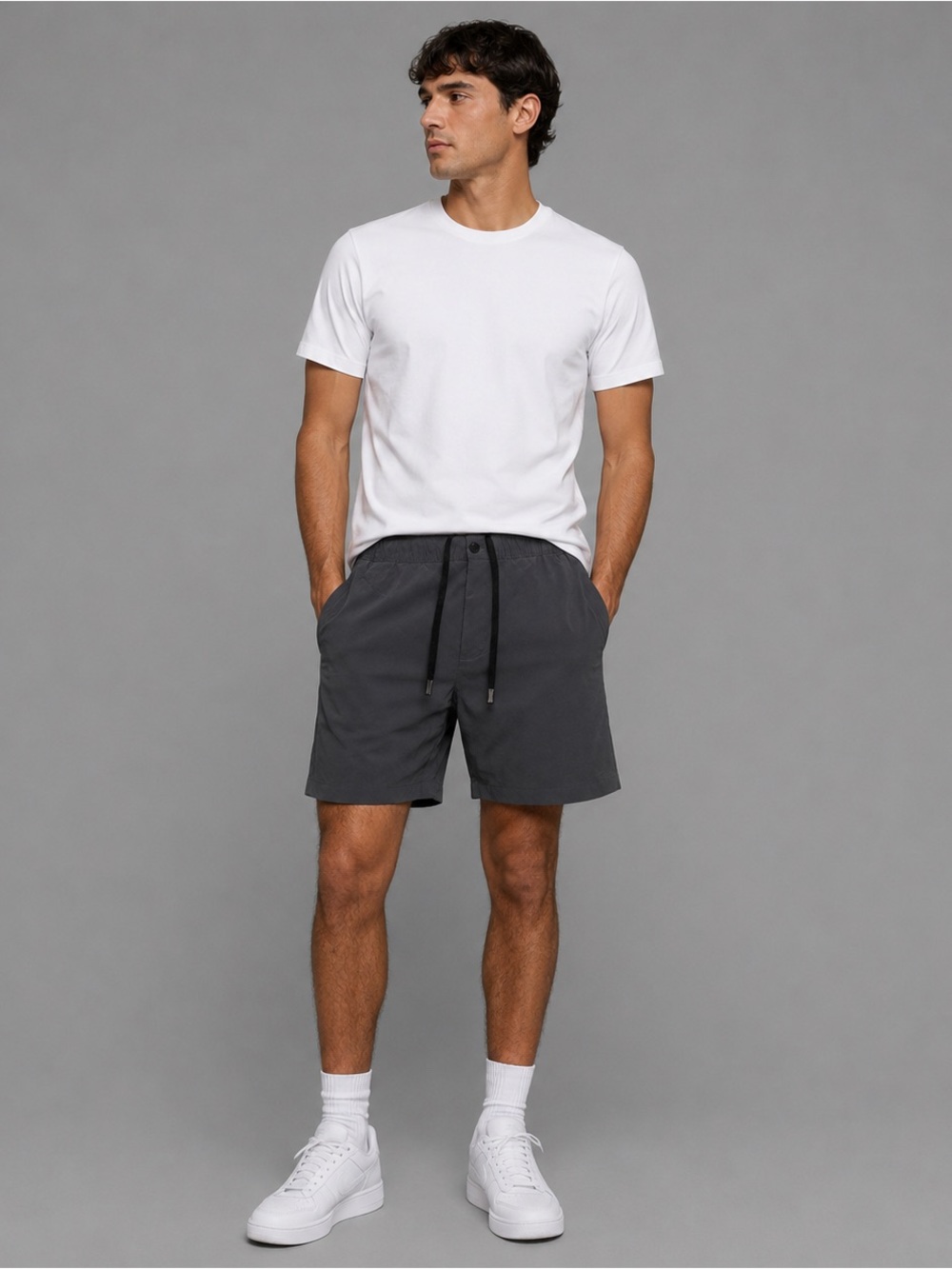 Stylus Men’s Gray Performance Stretch Athletic Casual Shorts Size L Large